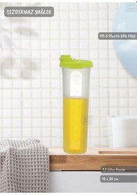 Resim Sızdırmaz Yağdanlık Ölçekli Yağ Şişesi Kilitlemeli Yağlık 1,1 Litre Bpa Free Şeffaf 