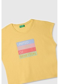 Resim United Colors Of Benetton Kız Çocuk T Shirt Sarı Bnt-g21766-1371 Sarı 