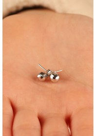 Resim Çgk Çiğdem Gürel Kuyumculuk 14 Ayar Beyaz Disko Topu Altın Çivi Küpe Beyaz 