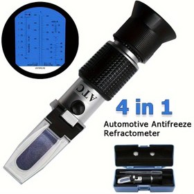 Resim 1pc Dijital 4'sü-1 Oto Refraktometre, Pilsiz El Aleti Üre, Antifriz, Elektrolit ve Pilsiz Donma Noktası Test Cihazı, Laboratuvar Kalitesi, Alüminyum ve Plastik Yapı, Montaj Gerekmez 