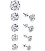 Resim Takı Dükkanı 4 Çift + 1 Adet 5 Boy 925 Ayar Kadın Gümüş Tek Taş Küpe Wsk11 