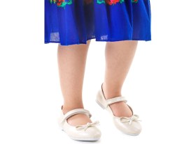 Resim Kiko Kids Fiyonklu Cırtlı Kız Çocuk Babet Ayakkabı 201 Cilt Sedef 