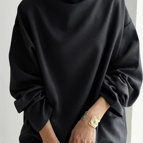 Resim Kadınlar için Rahat Uzun Kollu Kazak - Düz Renk, Bol Kesim, Stand Yaka, Yumuşak ve Rahat, Günlük Giyim için Çok Yönlü, Tüm Mevsimler Kazak | Rahat Kesim Üst | Pürüzsüz Dokulu 