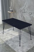 Resim Modelvizyon 90*60dekoratif Siyah Mermer Bahçe Yemek Cafe Balkon Mutfak Masası 