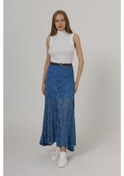 Resim The İstanbul Bel Lastikli Dantel Etek - Mavi Mavi 