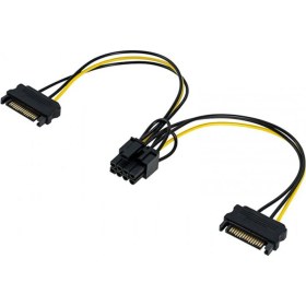 Resim 2x15 Pin Sata To 8pin 6+2 Pcı E Ekran Kartı Power Kablo 30cm 