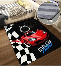 Resim Yarışcı Kırmızı Araba Çocuk Odası Halısı Kırmızı 