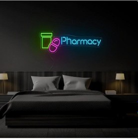 Resim Pharmacy Yazılı Ve Şekilli Neon Tabela Çok Renkli 