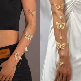 Resim Kadınlar için Ayarlanabilir Kelebek Püsküllü Kol Zinciri Bilezik, Retro Metal Moda Takı - Partiler ve Banketler için İdeal, Takı Aksesuarları, 1 adet 