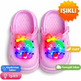 Resim Kids World Ayıcık Tokalı-ışıklı Havuz Plaj Deniz Çocuk Önü Kapalı Terlik Mor 