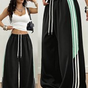 Resim Kadınlar İçin Esnemez Pantolon - Elastik Bel Bağcıklı Siyah & Yeşil Günlük ve Resmi Kıyafetler için Bol Kesim Uzun Paça Pantolon, Dayanıklı Casual Giyim 