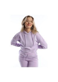 Resim Kadın Kapüşonlu 3 İplik Şardonlu Sweat Lila 