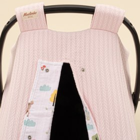 Resim Puset Örtüsü - Çift Taraflı - Şeker Pembe Örgü - Ceylan 