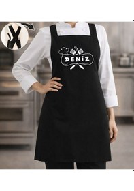 Resim Bk Gift Kişiye Özel İsimli Çapraz Askılı Siyah Mutfak Önlüğü - 1, Aşçı Önlüğü, Şef Önlüğü, Anneye Hediye Kobitmeyencom35897 Bk Gift Renkli 