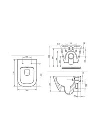 Resim Turavit Luna Beyaz Kanalsız Asma Klozet Ln5610 Nkp Duroplast Yavaş Kapak, Creavit Terra Gömme Rezervuar Set Diğer 