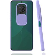 Resim Infinix Note 7 Kılıf Lens Sürgülü Kamera Korumalı Silikon - Lila 