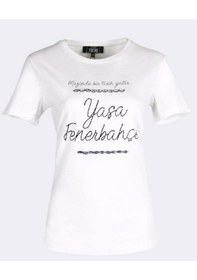 Resim Fenerbahçe Kadın Önü Taşlı Tshirt Gri 