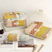 Resim Vintage Kapitoneli Kozmetik Çantası: Geniş Kapasiteli, El Yapımı, Pamuk, Unisex, Yetişkin, Kokusuz, Seyahat veya Günlük Kullanım İçin Mükemmel 