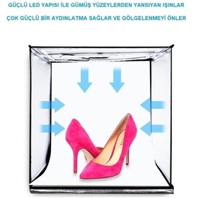 Resim Kenly Pro 2 x 32 Led Işıklı 40 x 40 CM Fotoğraf Çekim Çadırı 