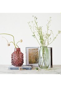 Resim Mor Kabartmalı Noktalı Cam Vazo Çok Renkli 