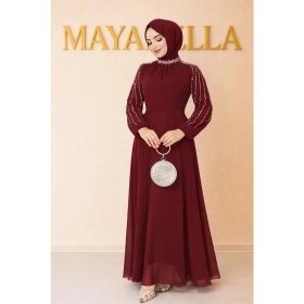 Resim Maya Bella Kolları Işlemeli Tesettür Abiye 