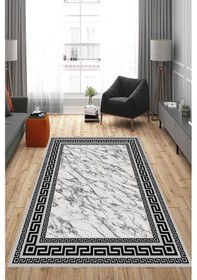 Resim Rovigo Home Dijital Baskı Yıkanabilir Kaymaz Taban Salon Halısı Ve Yolluk Rv176-fnl483 Siyah 