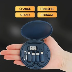 Resim SAN.COMO 4'ü-1 Arada USB Şarj Adaptörü Kiti - Kompakt & Dayanıklı PVC, Telefon Standları ile Uyumluluk, Kart Saklama, Pop-Up Kablo Tepsisi & Tüm Cihazlar için USB-C Adaptörü 