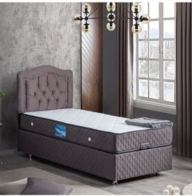Resim Setaymobilya Baza, Şah Antrasit Tek Kişilik Baza + Başlık + Deluxe Yatak 