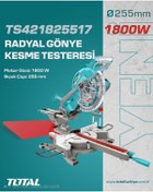 Resim Total RADYAL GÖNYE KESME TESTERESİ TS421825517 