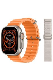 Resim pazariz Gs8 Watch 8 Ultra Akıllı Saat Turuncu Türkçe Watch 2.02 Inc Beyaz Bez Kordon Hediye 