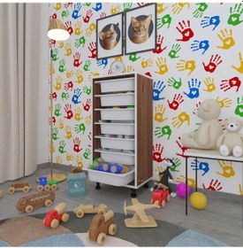 Resim Kenzlife Sepetli Mutfak Dolabı Ruberu Cvz 098x45x30 Banyo Oyuncak Çamaşır Beyaz 7 Li Sepet 