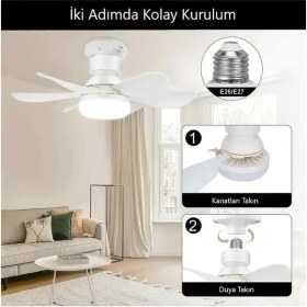 Resim Helios E27 Duy Uyumlu 30W Led Aydınlatmalı 5 Pervaneli Tavan Vantilatörü - Pratik ve Şık Serinletici 