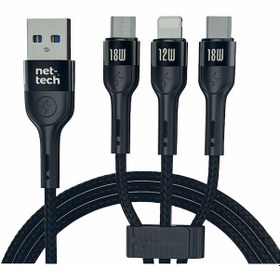 Resim Nettech NT-DC13 İp Örgü 100 CM Usb To Micro - Lightning - Type-C 