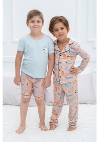 Resim For You Kids 4 Lü Siyah Biyeli Köpekli Desen Pijama Takımı 