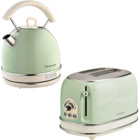 Resim ARİETE Vintage Yeşil Kettle Ve Iki Hazneli Ekmek Kızartma Makinesi 