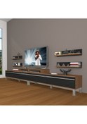 Resim Decoraktiv Ekoflex 360r Mdf Krom Ayaklı Tv Ünitesi Tv Sehpası Ceviz - Siyah 