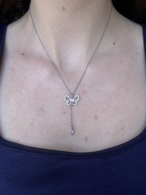 Resim Pembe Kelebek Kolye 