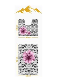 Resim Modern Desenli Dijital Baskı 3 Lü Banyo Paspas Takımı Yıkanabilir Kaymaz Tabanlı Klozet Takımı Klz0060 Renkli 