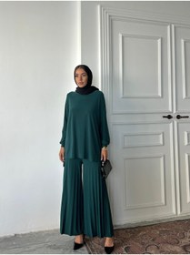 Resim Genel Markalar Tesettür Piliseli Pantolon Tunik Sandy İkili Takım 