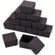 Resim 24 adet, Yüzük Kutuları, Mücevher Kutuları, Kare, İçinde Süngerli, Siyah Kraft Kağıt Karton, Düğün Dekoru, Düğün Malzemeleri, Mücevher Hediye Kutusu 