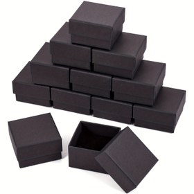 Resim 24 adet, Yüzük Kutuları, Mücevher Kutuları, Kare, İçinde Süngerli, Siyah Kraft Kağıt Karton, Düğün Dekoru, Düğün Malzemeleri, Mücevher Hediye Kutusu 