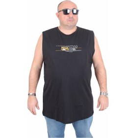 Resim Starbattal Büyük Beden Baskılı Kolsuz Tişört Break Limits 25153 Sıyah Siyah 