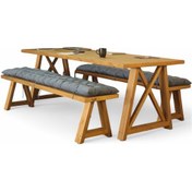 Resim Neiwel Bues Doğal Ahşap Banklı Toplantı Masasıı x 80 x 260 Açık Ceviz 