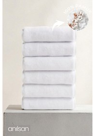 Resim 6'lı Kiremit El Havlusu - 50x90 Cm, 225 Gr, %100 Pamuk, Spa Ve Otel Havlusu, Günlük Kullanıma Uygun Beyaz 