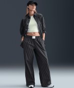 Resim Nike Sportswear Chill Poplin Mid-Rise Loose Striped Pants 