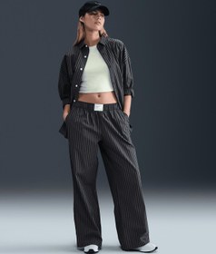 Resim Nike Sportswear Chill Poplin Mid-Rise Loose Striped Pants 