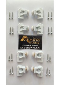 Resim Duşakabin Teker Seti Bella Serisi 2 Sabit 2 Hareketli Duşakabinle Beyaz 