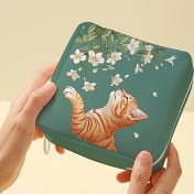 Resim 1 adet WhimsyCat Taşınabilir Hijyenik Ped Organizatörü, Karışık Renkli Polyester, Rastgele Desen, Kadın Hijyeni ve Şeker için Çok Amaçlı Büyük Kapasiteli Saklama Çantası 
