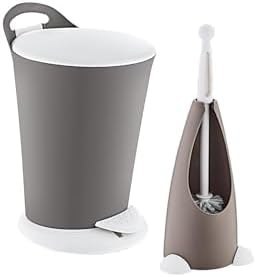 Resim Smartware Penguen Pedallı Çöp Kovası Ve Klozet Fırçası Set Terra 