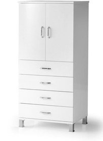 Resim erezoğulları Beyaz 4 Çekmeceli Raflı Elbise Dolabı 61x44x128 cm 
